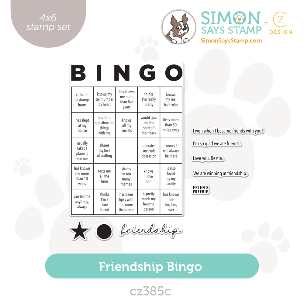 CZ Design Clear Stamps Friendship Bingo cz385c Sweetheart