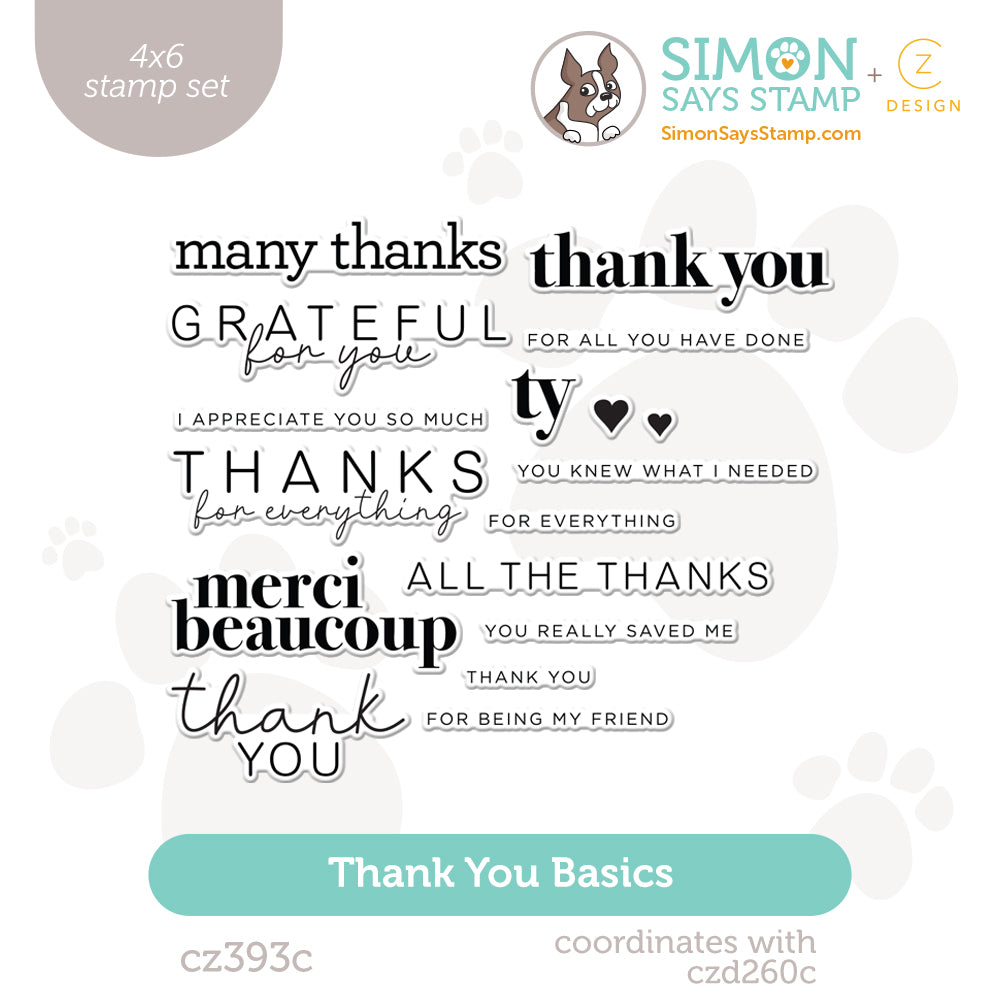CZ Design Clear Stamps Thank You Basics cz393c Rain or Shine