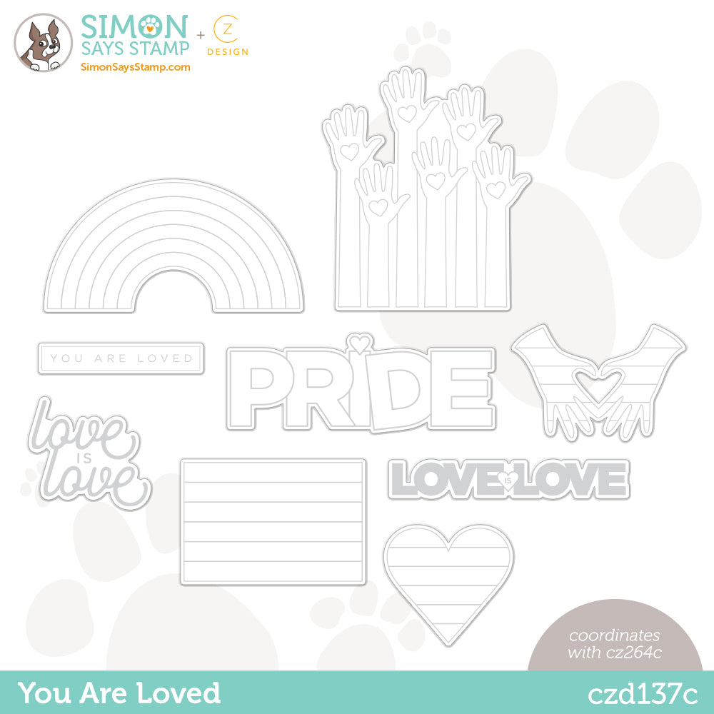 CZ Design Wafer Dies YOU ARE LOVED czd137c Rainbows *
