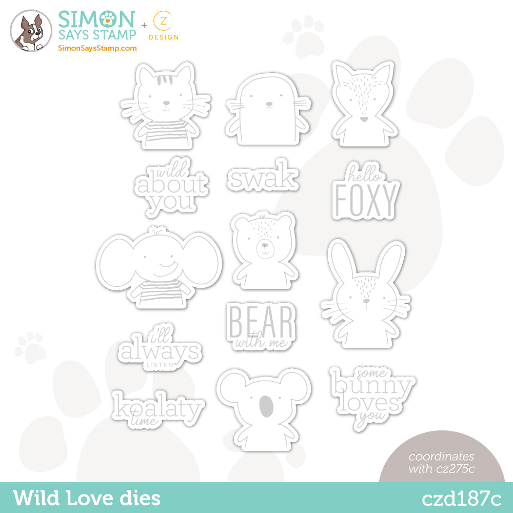 CZ Design Wafer Dies WILD LOVE czd187c Hugs