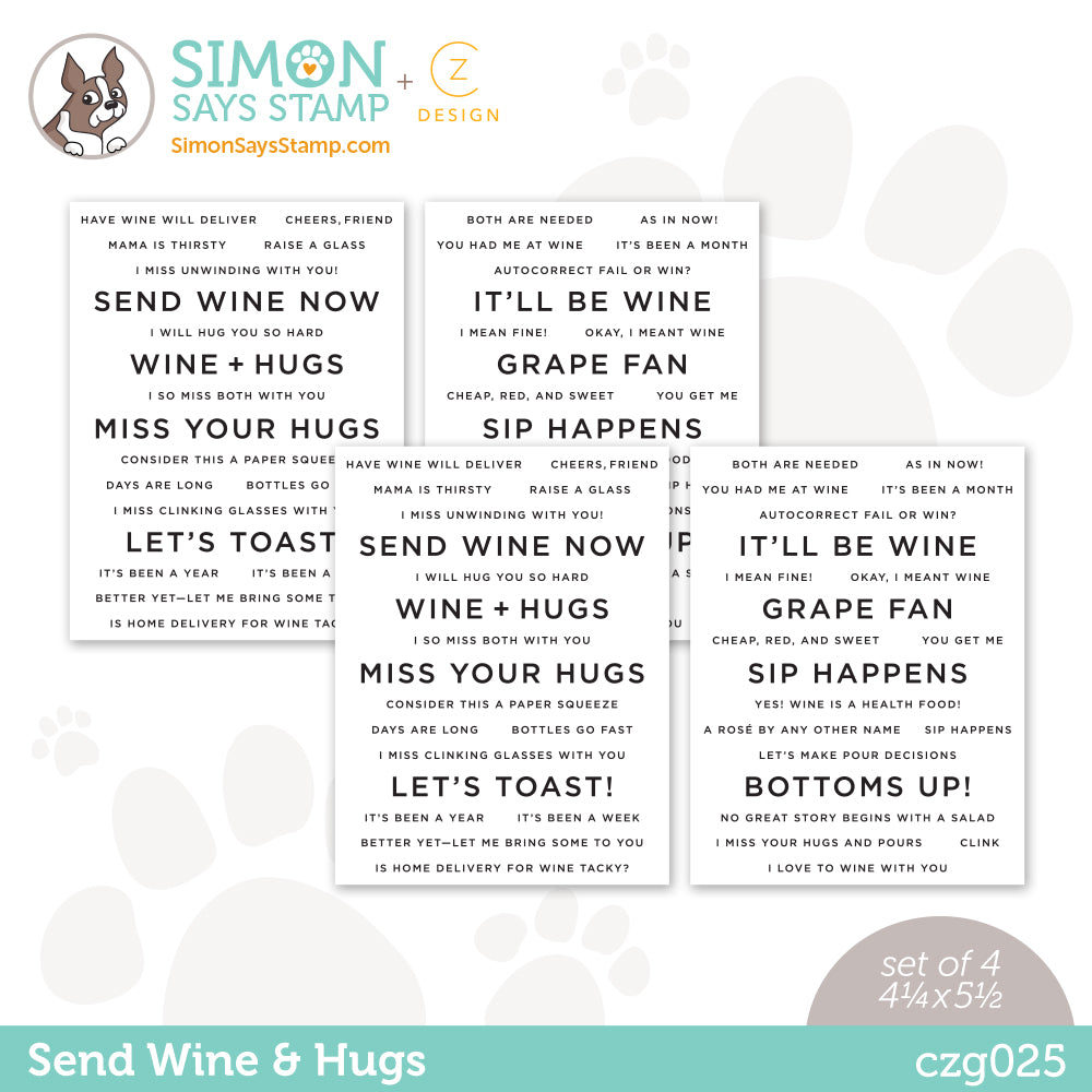 CZ Design Sentiment Strips SEND WINE AND HUGS czg025
