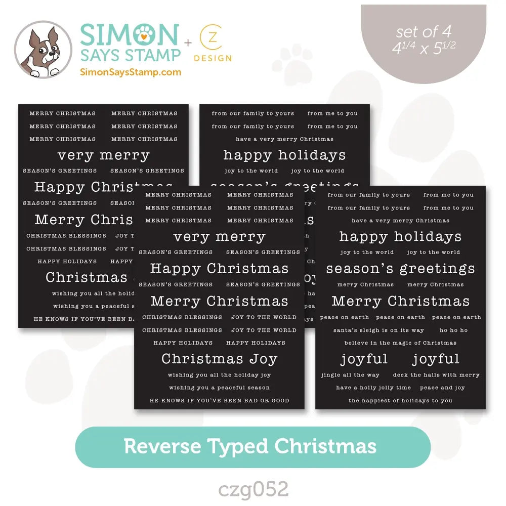 CZ Design Sentiment Strips Reverse Typed Christmas czg052 Stamptember