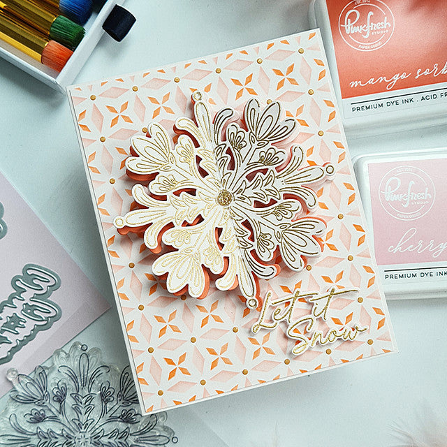 Pinkfresh Studio Folk Snowflake Dies 209023 Let It Snow Card | color-code:ALT03