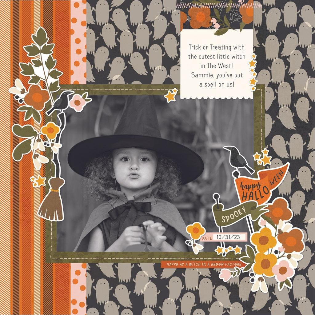 Simple Stories FaBOOlous 12 x 12 Collection Kit Little Witch Layout