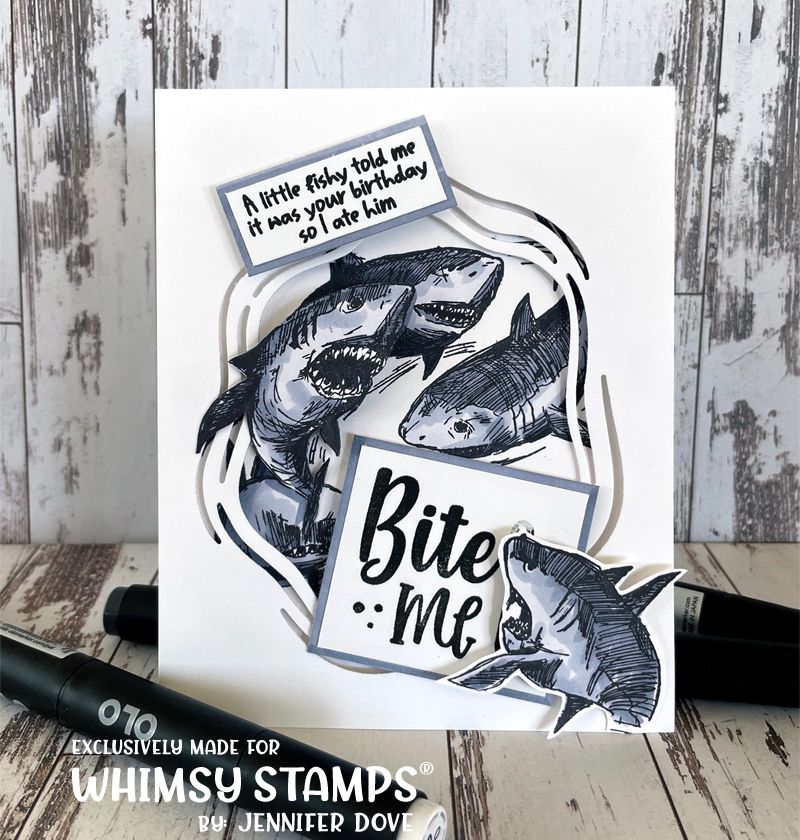 Whimsy Stamps Shark Week Clear Stamps CWSD452 Bite Me