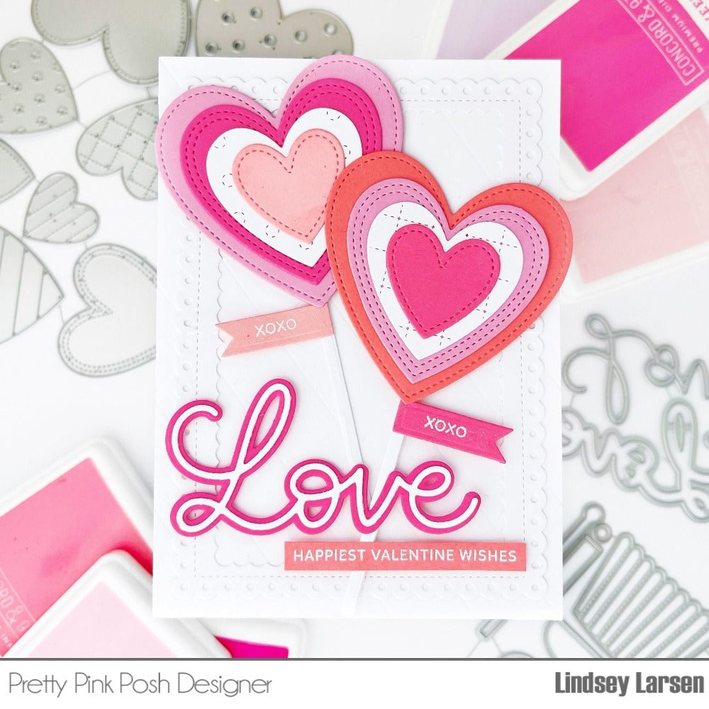Pretty Pink Posh Stitched Hearts Dies love