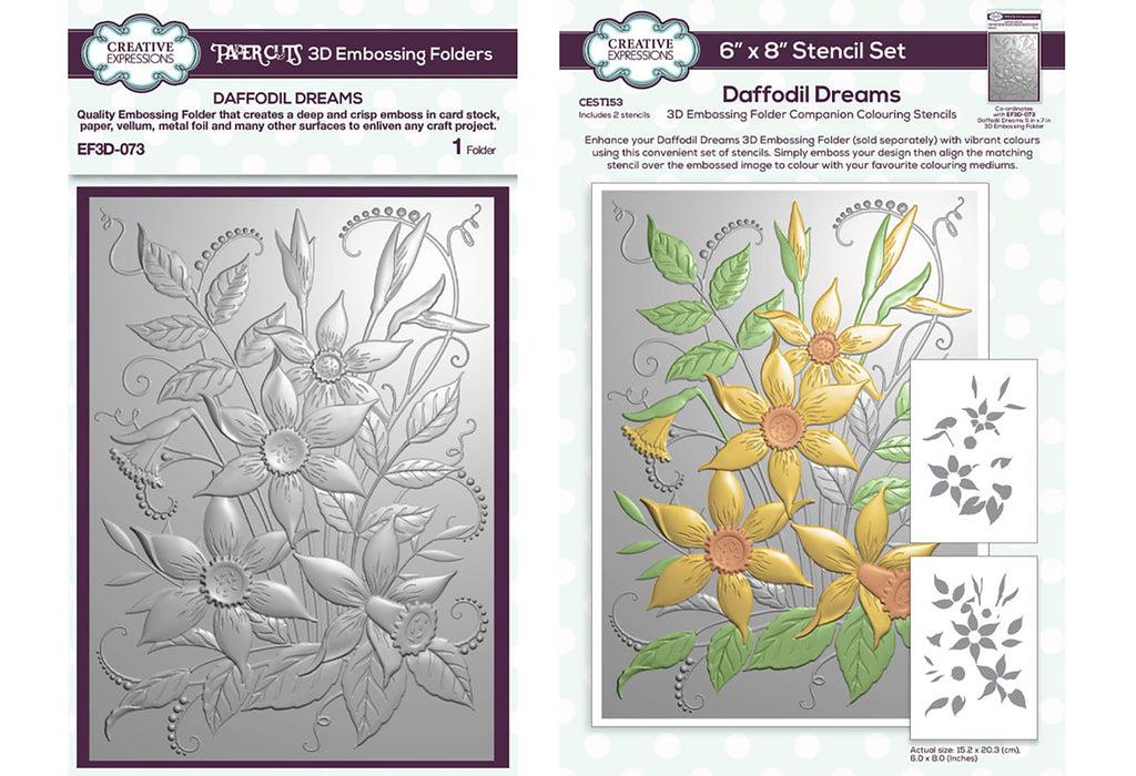Creative Expressions Daffodil Dreams 3D Embossing Folder and Companion Stencil Bundle