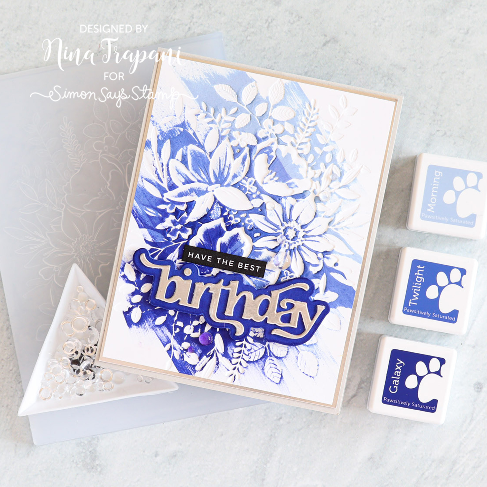 Simon Says Stamp Embossing Folder And Dies Darcy Bouquet sfd318 Just A Note Birthday Card | color-code:ALT07