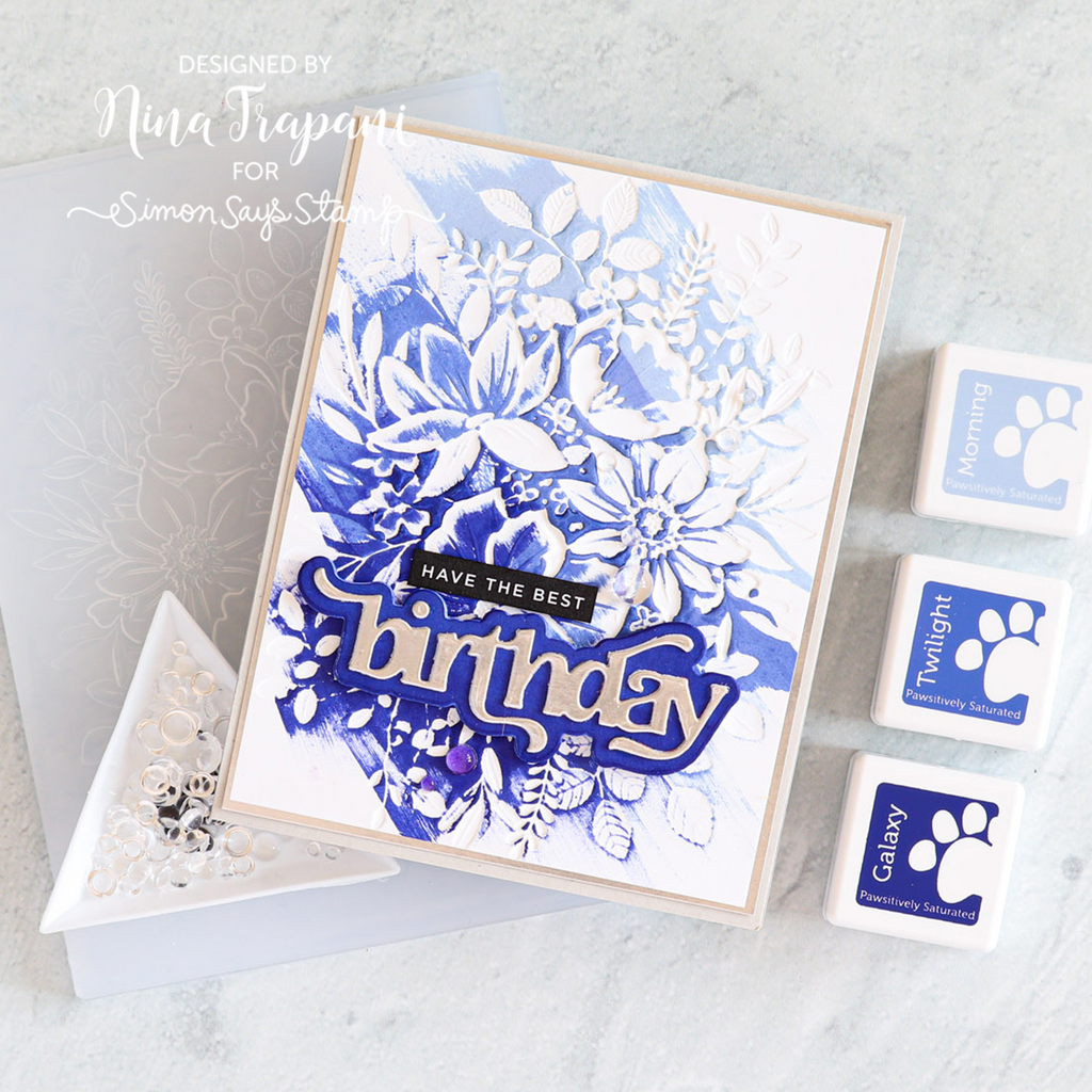 Simon Says Stamp Embossing Folder And Dies Darcy Bouquet sfd318 Just A Note Birthday Card | color-code:ALT07