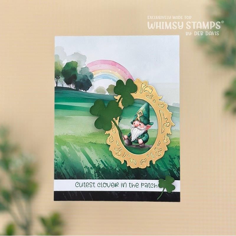 Whimsy Stamps Quick Card Fronts Gnome Wishes wsqcf-03 rainbow