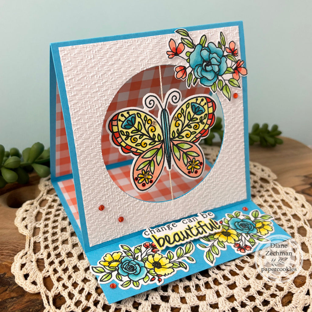 Sweet 'N Sassy Embrace Change Clear Stamps cws-24-010 spinner surprise card