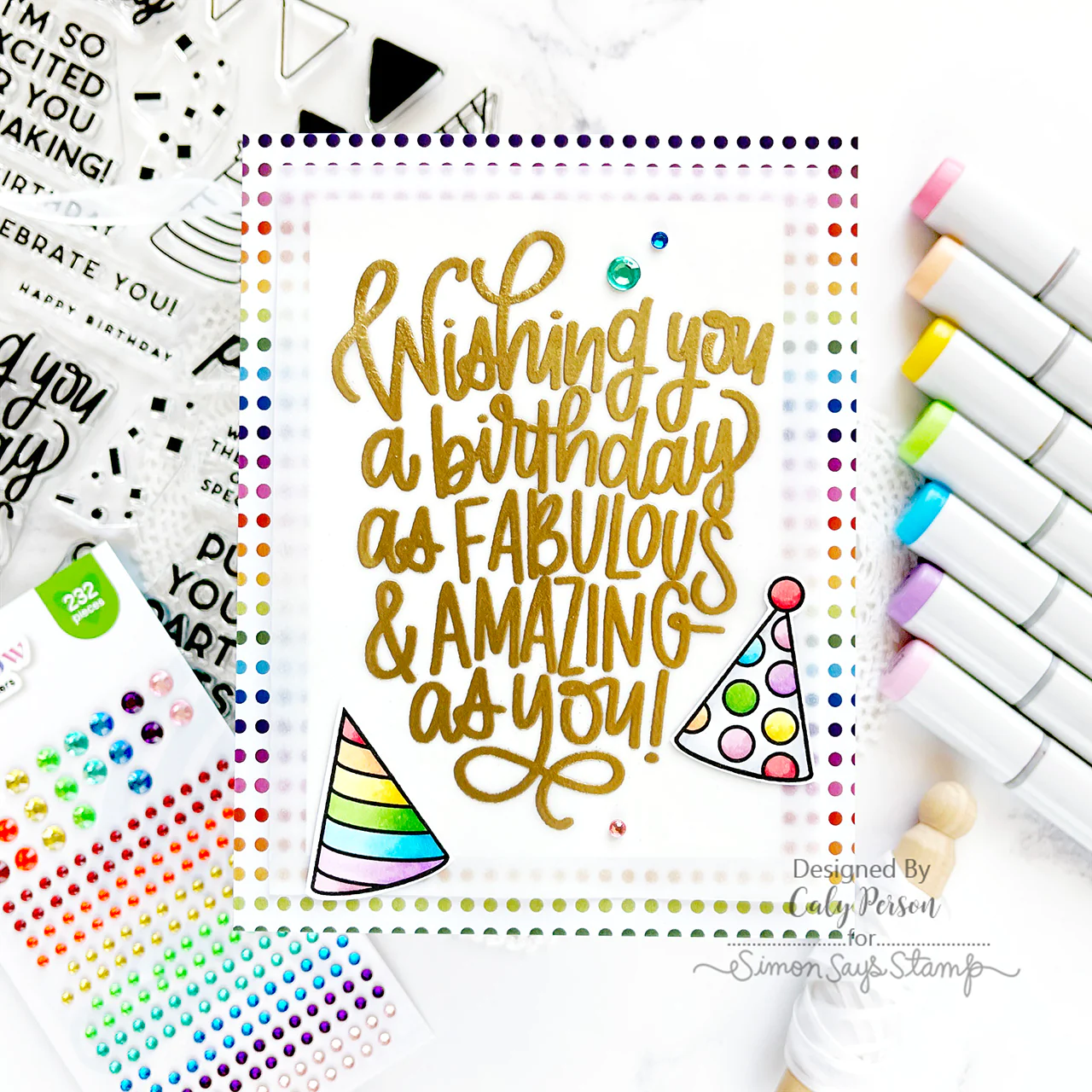 Simon Says Stamps And Dies Put Your Party Hats On set690ph Season Of Wonder Birthday Card
