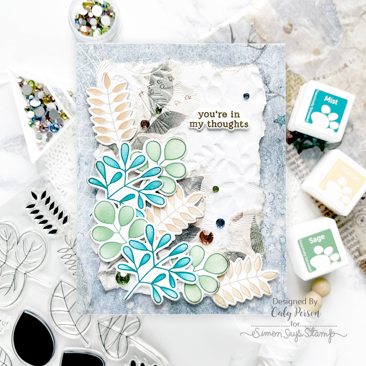 Simon Says Stamp Two Step Simple Leaves Wafer Dies 1118sdc Thinking of You Card | color-code:ALT01