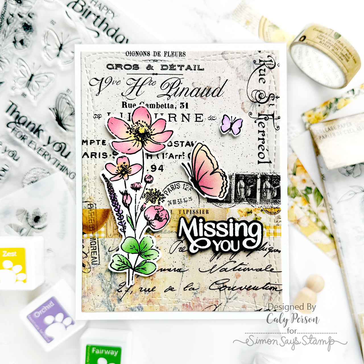 Simon Says Stamp Butterfly Blossoms Wafer Dies 1317sdc Miss You Card | color-code:ALT01