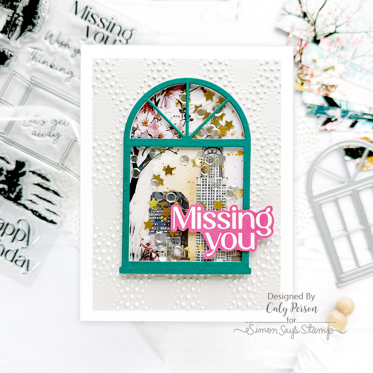 Simon Says Stamp Through the Window Wafer Dies 1402sdc Miss You Card | color-code:ALT05