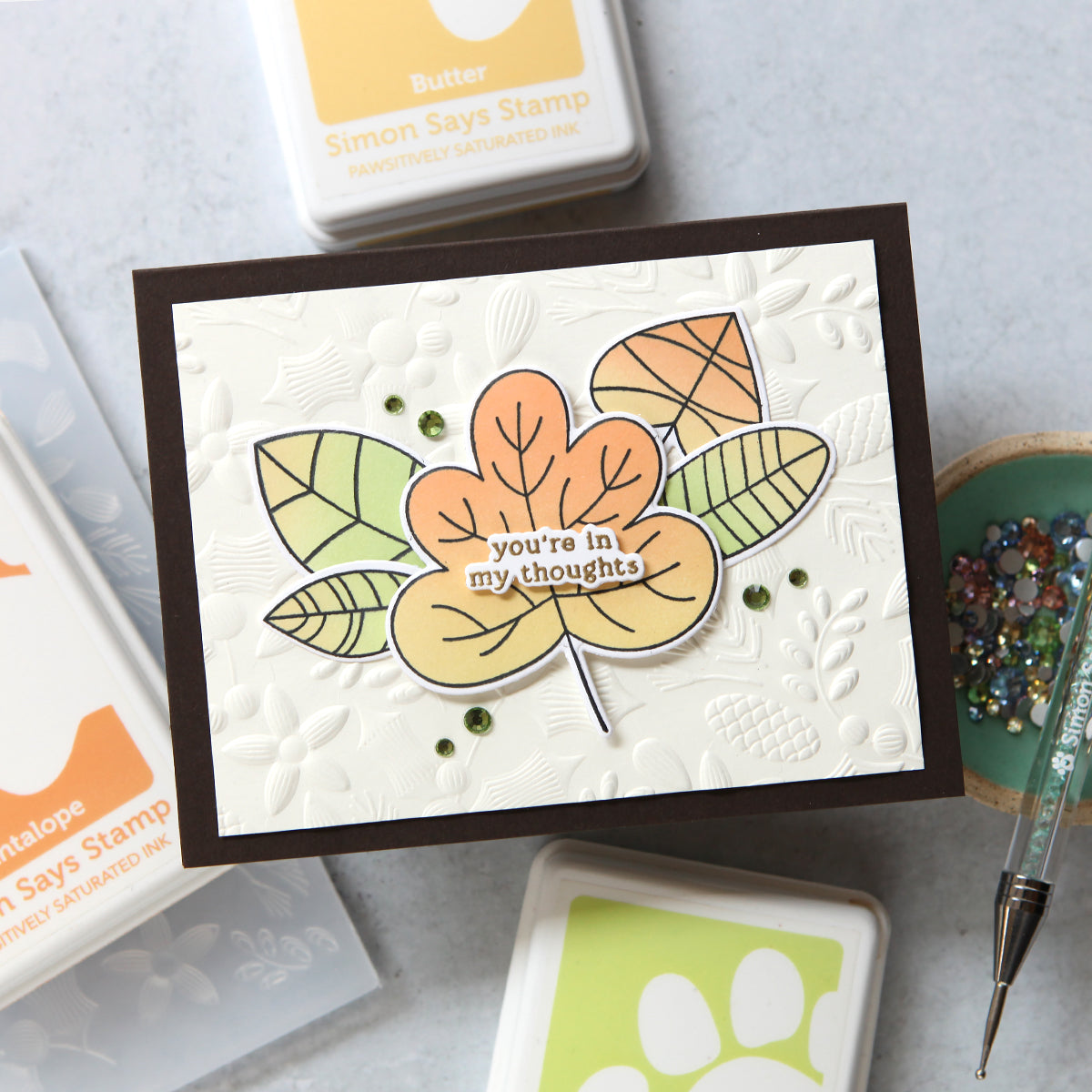 Simon Says Stamp Two Step Simple Leaves Wafer Dies 1118sdc Thinking of You Card | color-code:ALT05