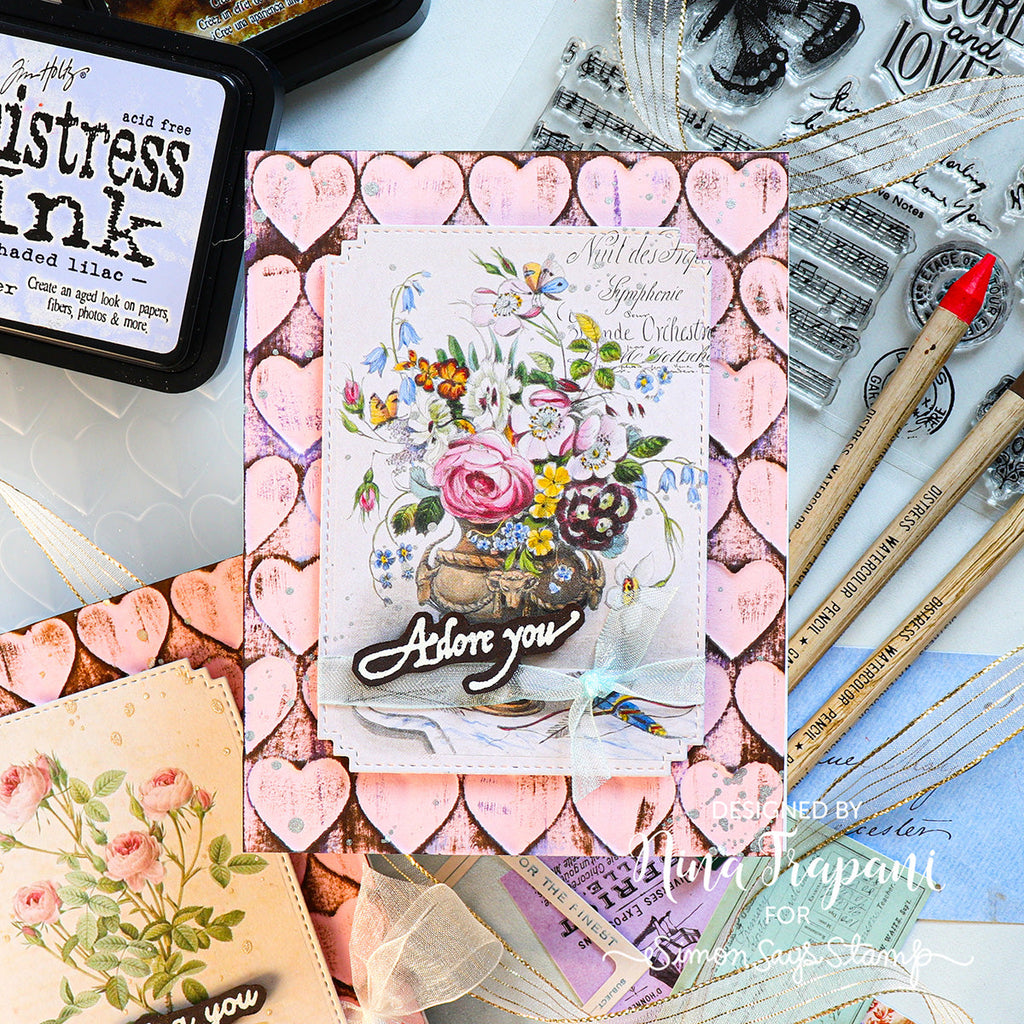 Simon Says Stamp Distressed Vintage Love Notes Wafer Dies 1293sdc Love Card | color-code:ALT05
