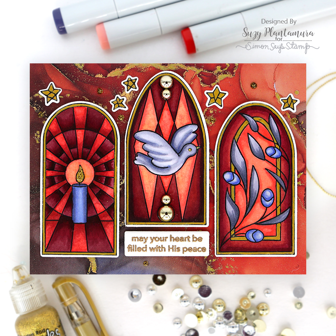Simon Says Stamps and Dies Stained Glass Christmas set884sg Christmas Card | color-code:ALT04