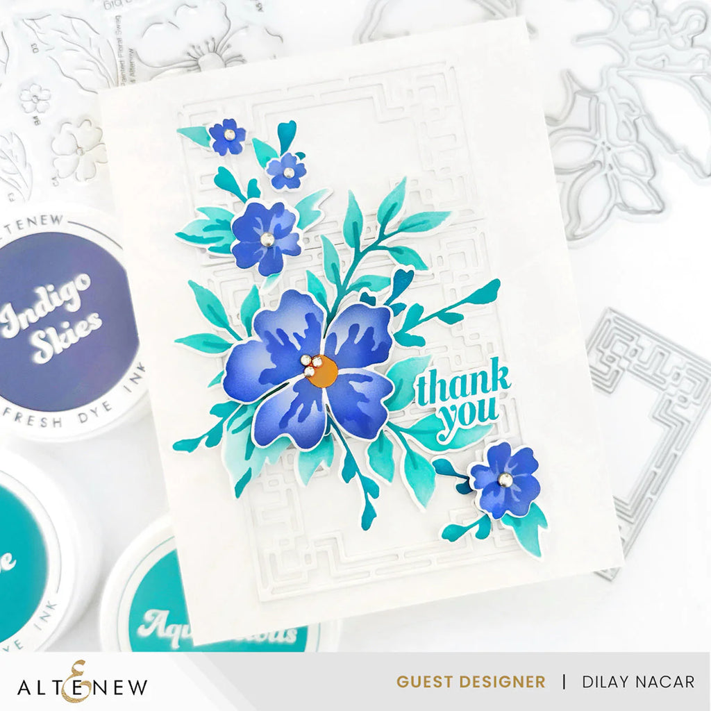 Altenew Dynamic Duo Painted Floral Swag Add-on Dies alt10105 thank you