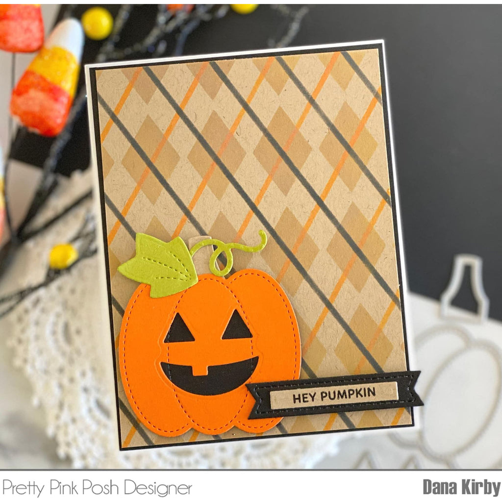 Pretty Pink Posh Layered Argyle Stencils hey pumpkin