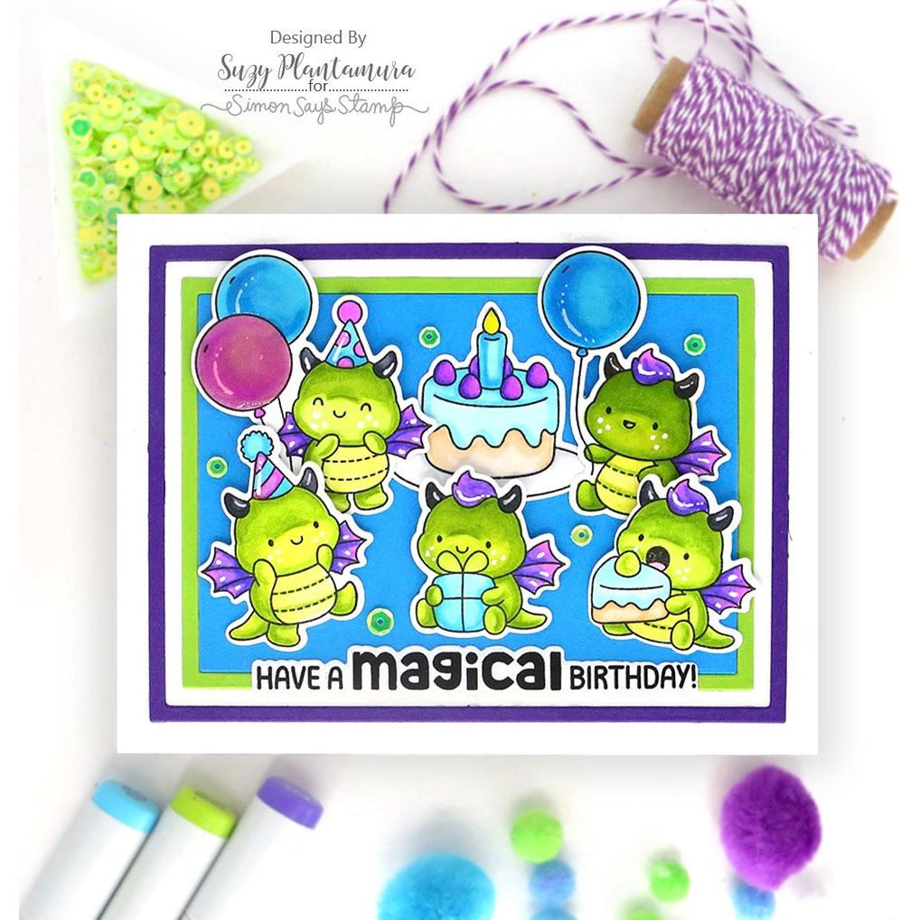 Simon Says Clear Stamps Birthday Dragons 3201ssc Moments in Time Birthday Card | color-code:ALT07