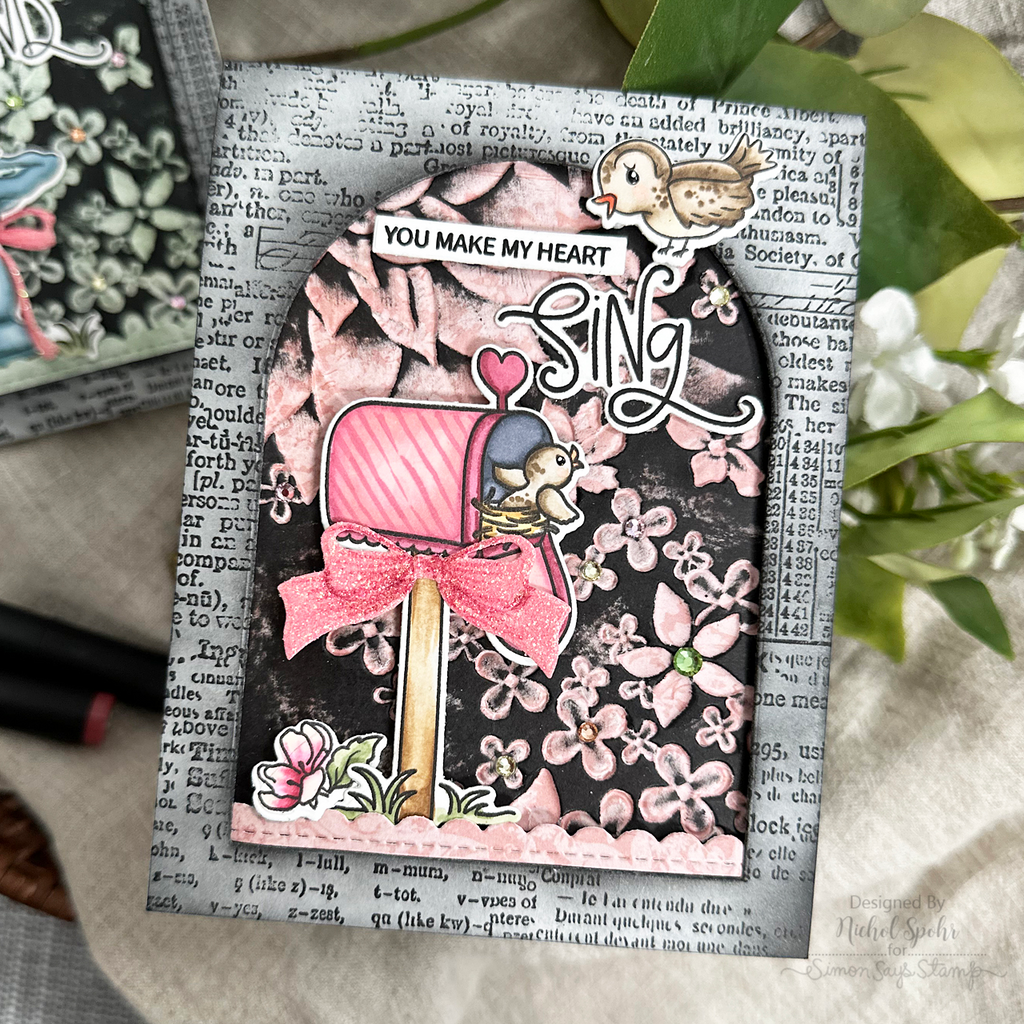 Simon Says Stamp Embossing Folder Drifting Flowers sf479 Springtime Card | color-code:ALT11
