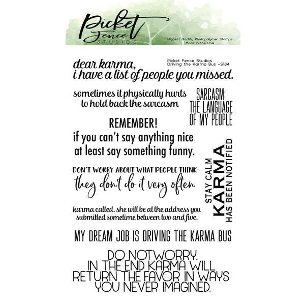 Picket Fence Studios DRIVING THE KARMA BUS Clear Stamps s184