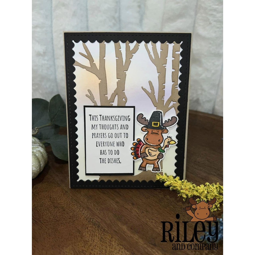 Riley And Company Funny Bones Thoughts and Prayers Cling Rubber Stamp rwd-1194 turkey