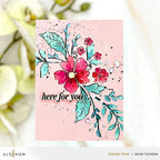 Altenew Dynamic Duo Painted Floral Swag Clear Stamp and Stencil Set alt10104bn red flowers