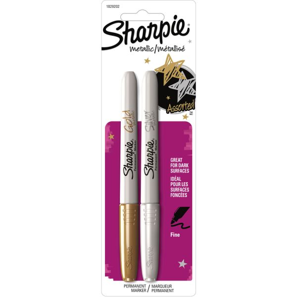 Sharpie Metallic Silver And Gold Fine Tip Permanent Markers