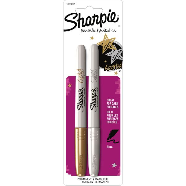 Sharpie METALLIC SILVER AND GOLD FINE TIP Permanent Markers 055001
