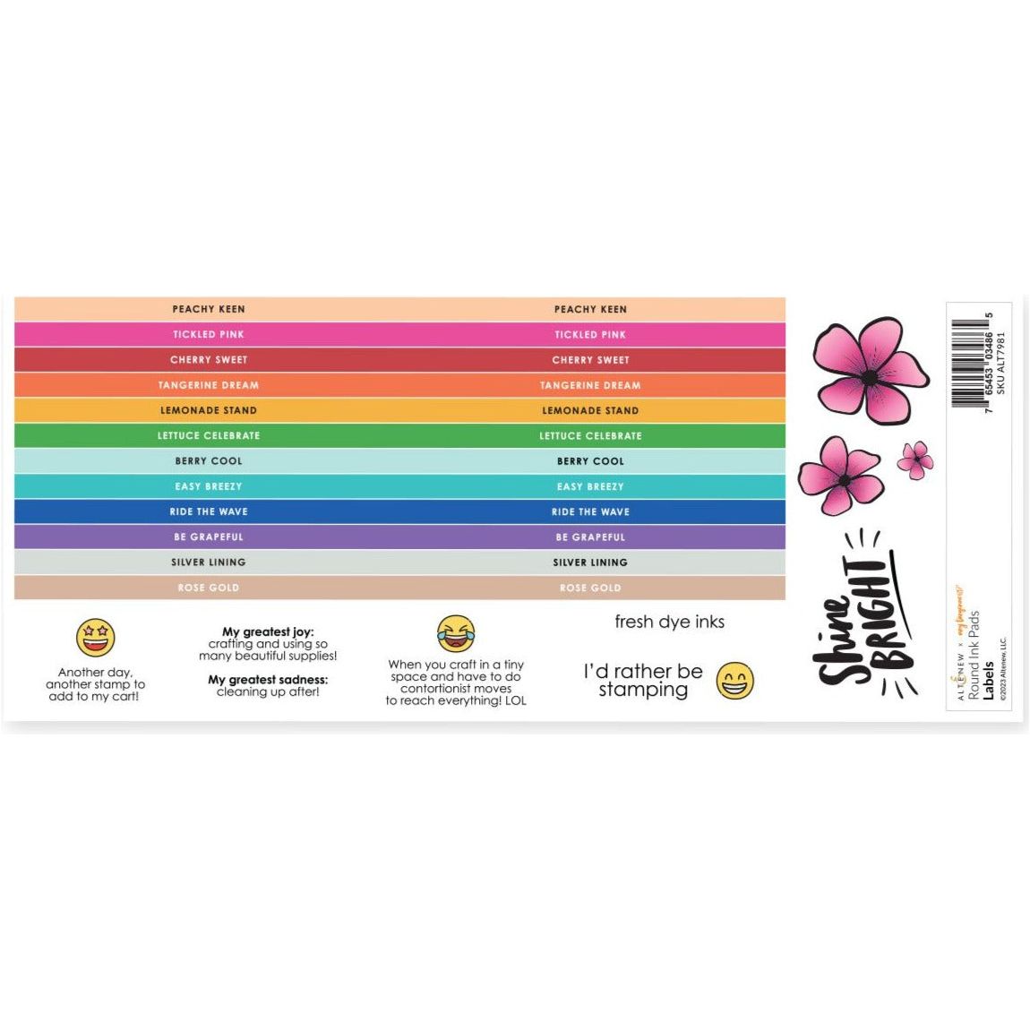 Altenew Round Ink Pads Label Set 2023 Amy Tangerine Collection alt7981
