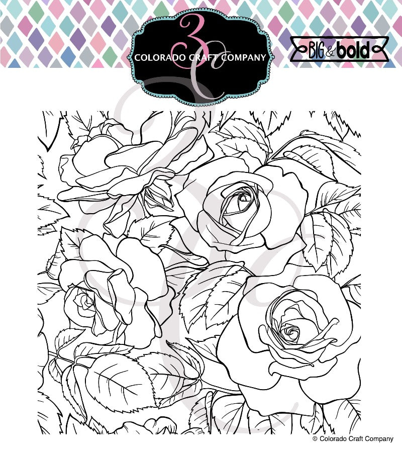 Colorado Craft Company Big and Bold Rose Background Clear Stamps bb799