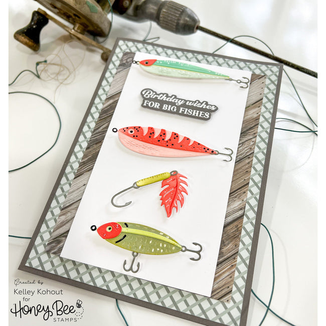 Honey Bee Hooked On You Die Set hbds-494 birthday wishes for big fishes