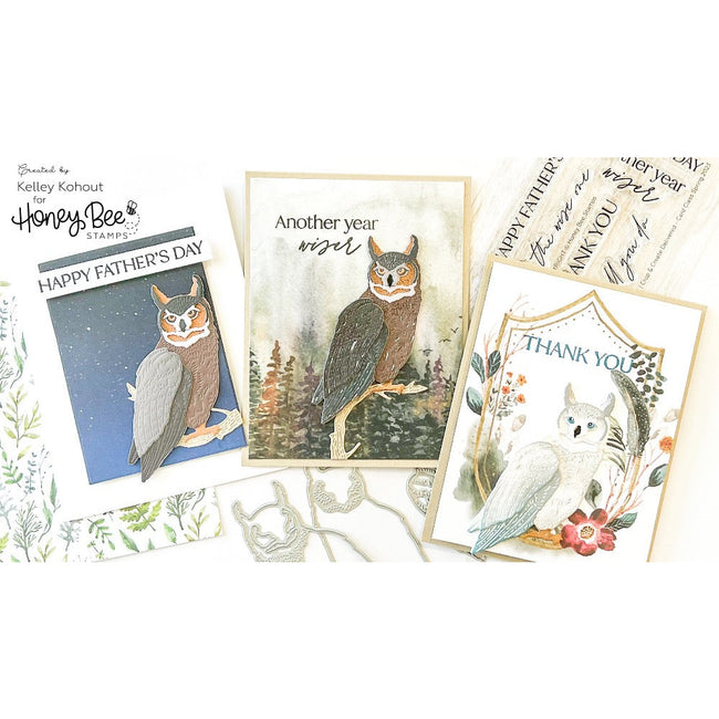 Honey Bee Lovely Layers Owl Die Set hbds-llowl Kelley Kohout card examples