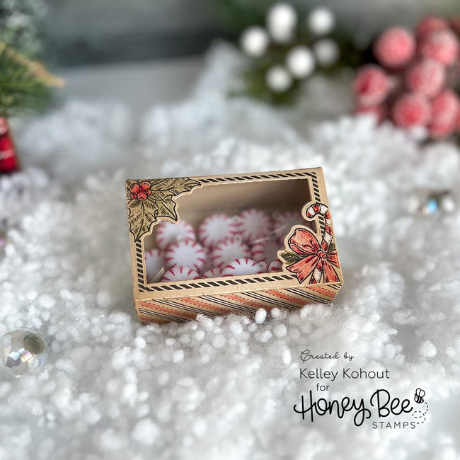 Honey Bee Holiday Treats Vintage Gift Card Box Add On Dies hbds-517 Antique Christmas Candy Project