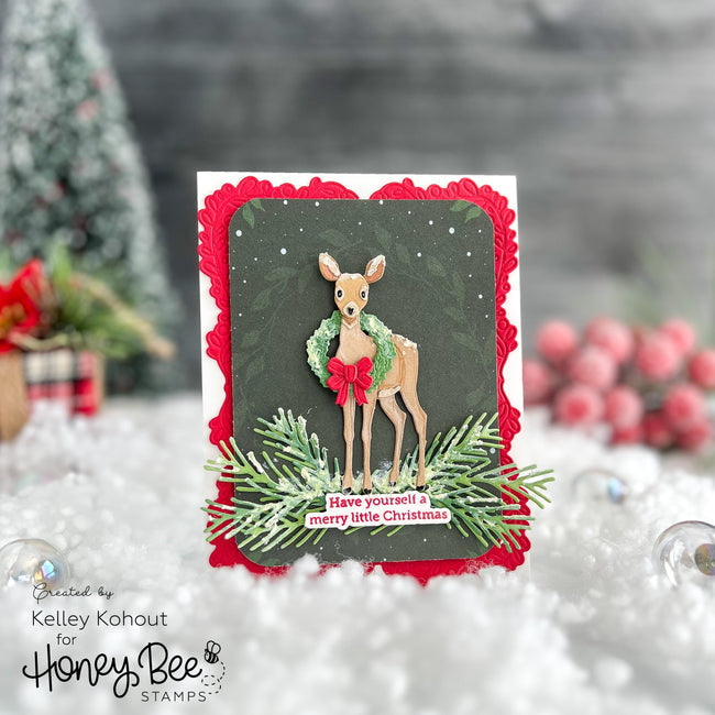 Honey Bee Decorative Star Layering Frames Dies hbds-decslf Christmas Reindeer Wreath Card