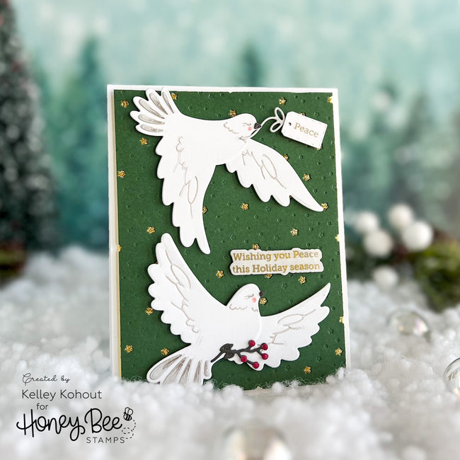 Honey Bee Lovely Layers Doves Dies hbds-lldove Christmas Peace Doves Card