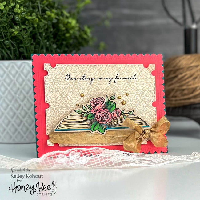Honey Bee Love Is A Rose Clear Stamps hbst-523 Our Story Card