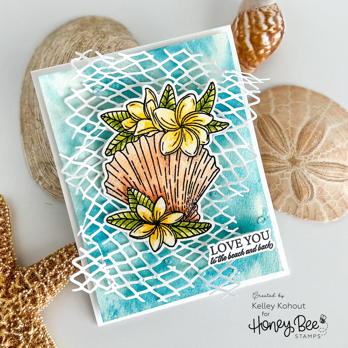 Honey Bee Netting A2 Cover Plate Die hbds-neta2c Love You To The Beach And Back Card