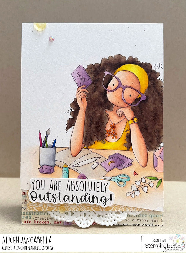 Stamping Bella Emily's Sentiment Cling Stamps eb1242 outstanding card
