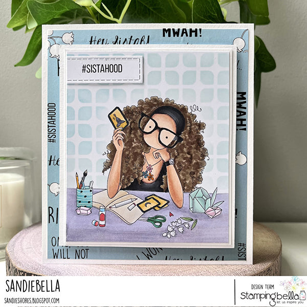 Stamping Bella Emily's Sentiment Cling Stamps eb1242 sister hood card