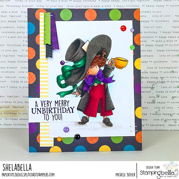Stamping Bella Tiny Townie Wonderland Mad Hatter Cling Stamp eb1286 birthday