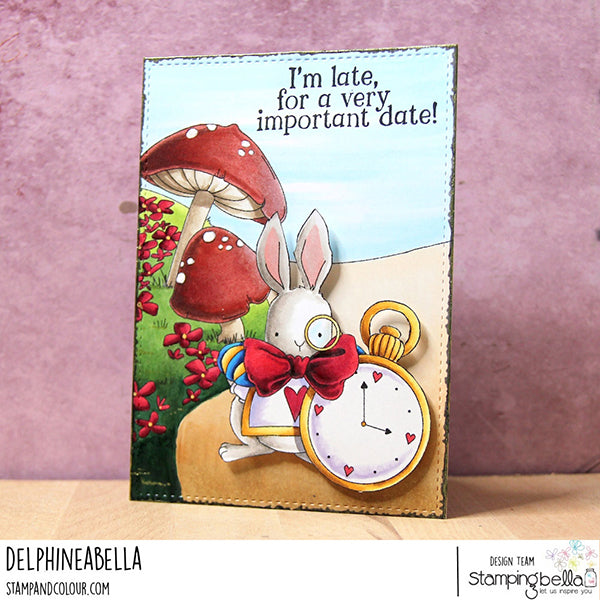 Stamping Bella Tiny Townie Wonderland White Rabbit Cling Stamp eb1291 i'm late