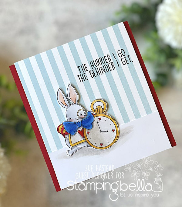 Stamping Bella Tiny Townie Wonderland White Rabbit Cling Stamp eb1291 behinder i get