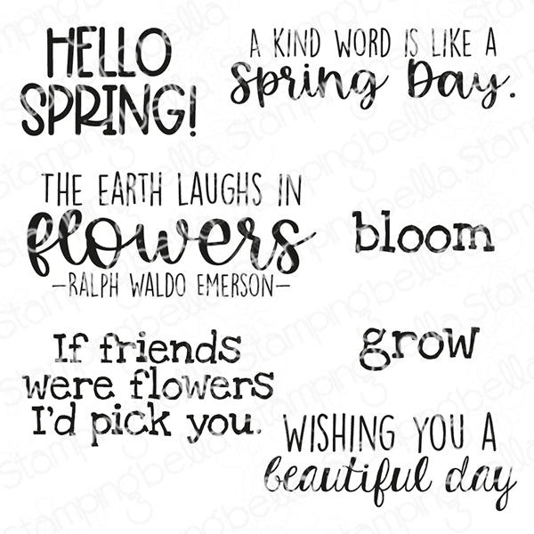Stamping Bella Hello Spring Sentiment Set Cling Stamps eb1292