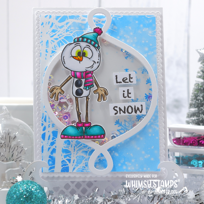 Whimsy Stamps Snowman Clear Stamps dp1126 shaker card