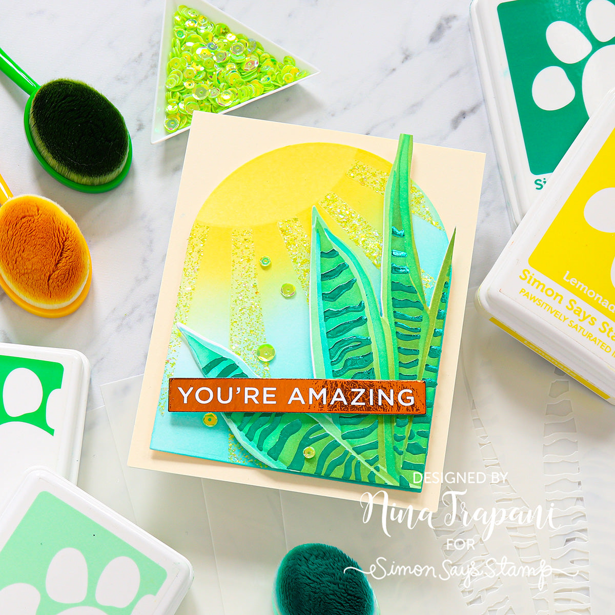 Simon Says Stamp Embellishment Mix Electric Lime 0525el Moments in Time Thank You Card | color-code:ALT01