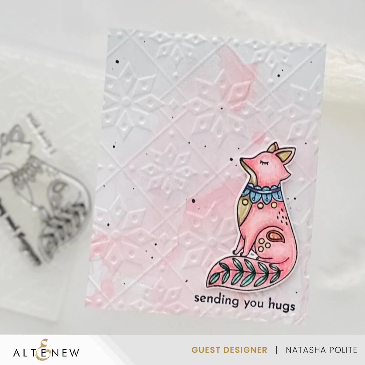 Altenew Snowy Stars 3D Embossing Folder alt8098 cute fox