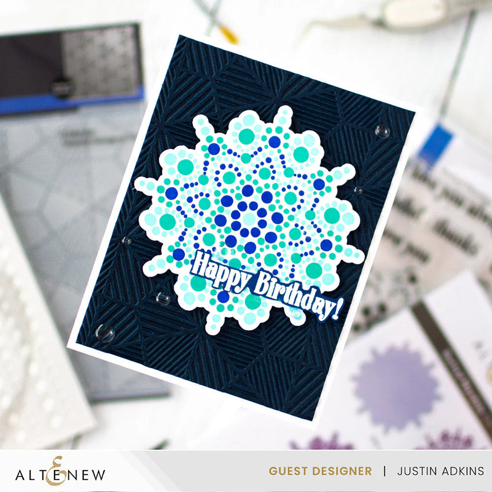 Altenew Textured Hexagons 3D Embossing Folder alt8709 happy birthday